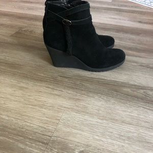 Womens black wedge ankle boots